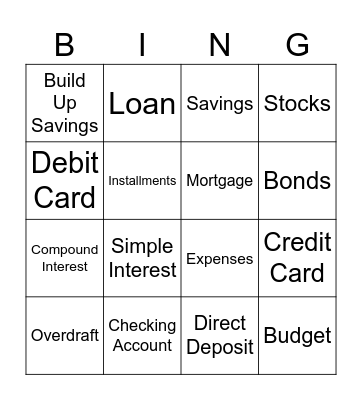 Finances Bingo Card