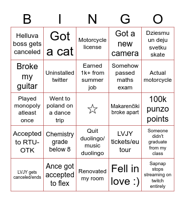 2024 bingo Card