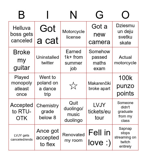 2024 bingo Card