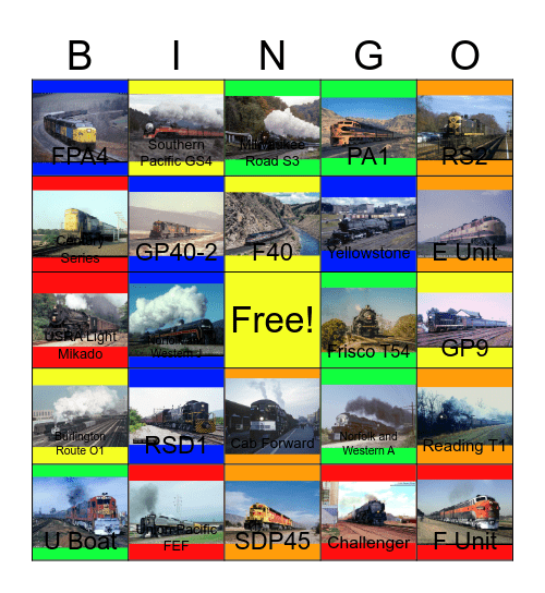 Memorable Passenger Trains - 50s to 90s Bingo Card