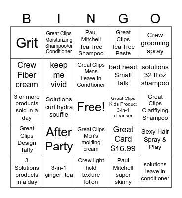 Product Bingo Card