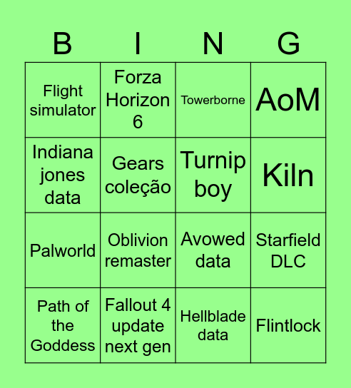 XBOX DIRECT BINGO Card