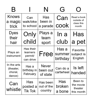 Bingo Card