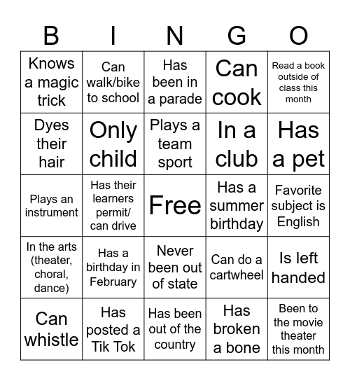 Bingo Card
