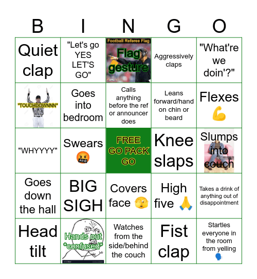 Packers Playoffs Bingo Card