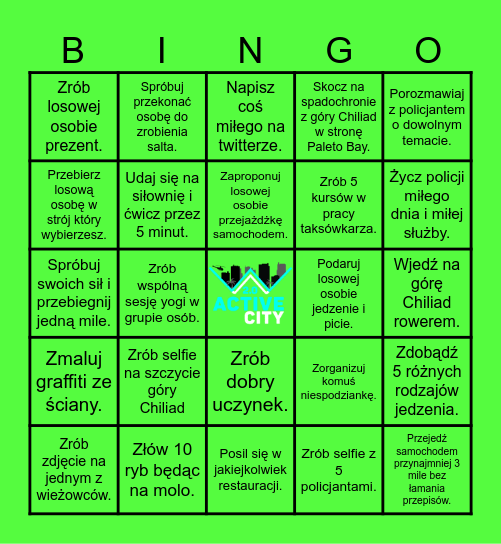 Cywilne Bingo ActiveCity Bingo Card