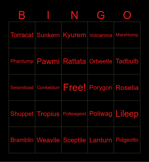 pokemon bingo Card