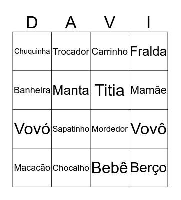 Bingo do Davi Lucca Bingo Card