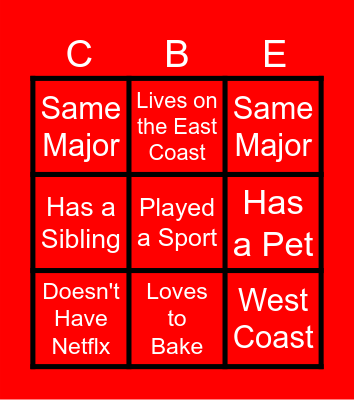 CBE Bingo Card