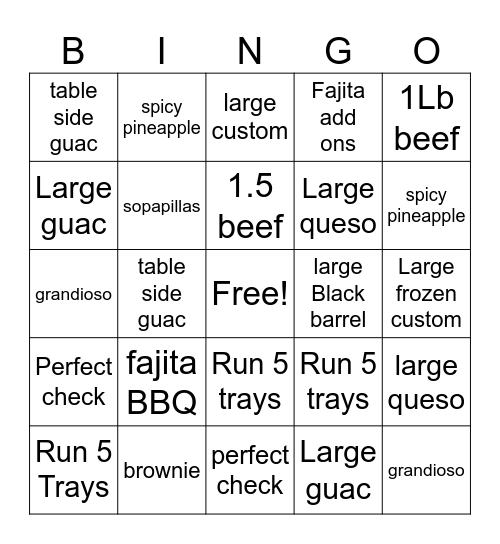 Lupe Bingo Card