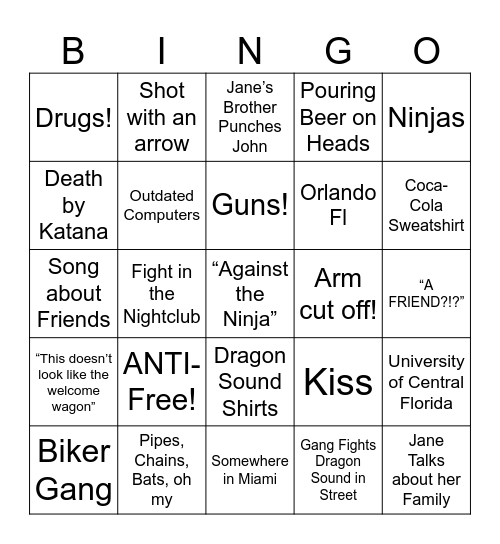 Miami Connection - Round 1 Bingo Card