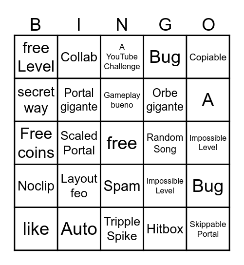 Recent Tab Bingo (Geometry Dash) Bingo Card