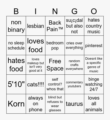 how similar are we Bingo Card