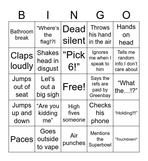 DALLAS COWBOYS Bingo Card