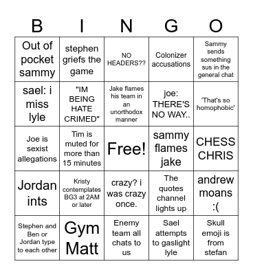 JOEHEAD BINGO BOARD Bingo Card