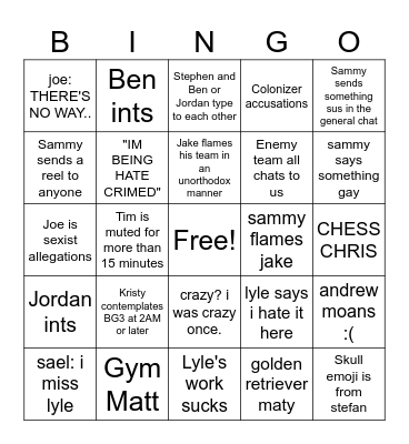 JOEHEAD BINGO BOARD Bingo Card