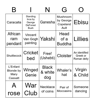 Nelson Atkins Bingo Card