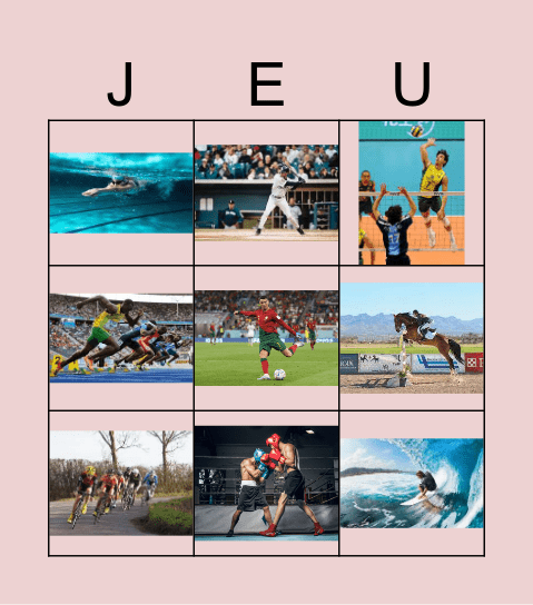 Bingo sur les sports :) Bingo Card