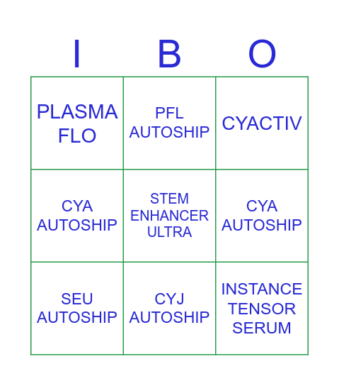 Cerule Bingo Card