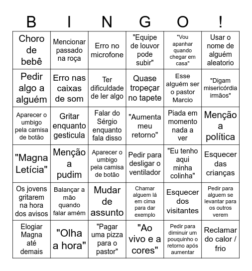 Pregação Bingo Card