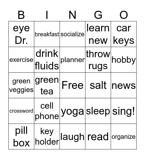 Memory Bingo! Bingo Card