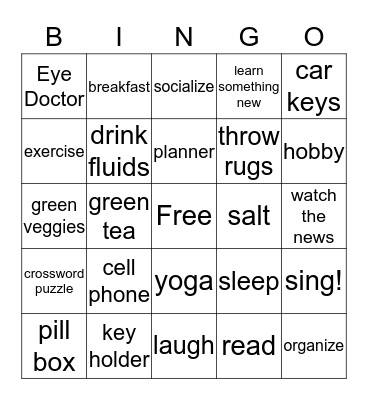 Memory Bingo! Bingo Card