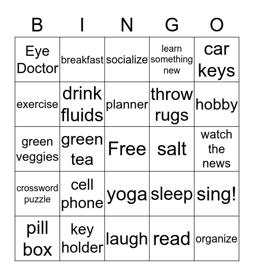 Memory Bingo! Bingo Card