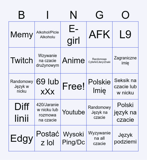 Liga Legend Bingo Card