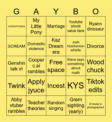 MORON BINGO Card