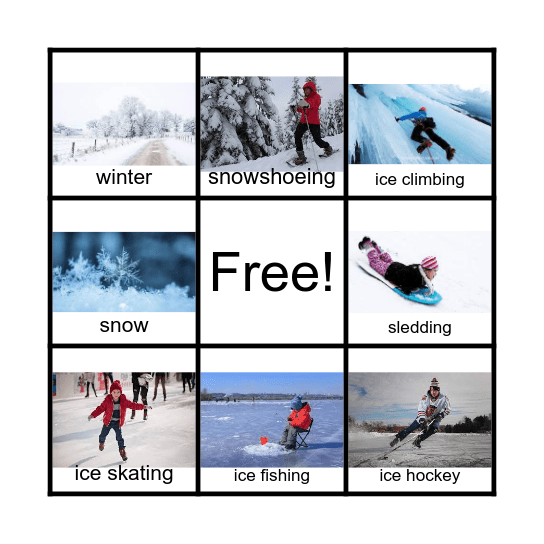 winter activities Bingo Card