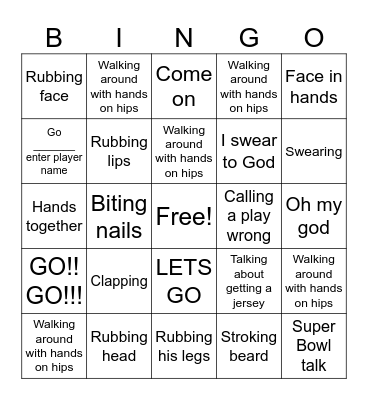 Husband watching football Bingo Card