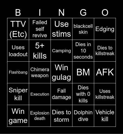 Warzone 2.0 bingo (Credits to: Big Puffer) Bingo Card