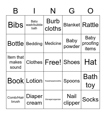 Baby Bingo Card