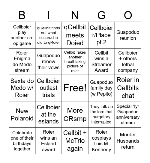 C E L L B O I E R Bingo Card