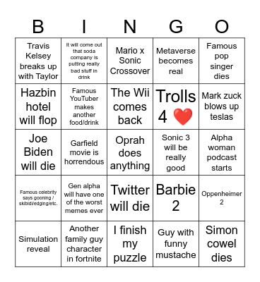 2024 predictions Bingo Card