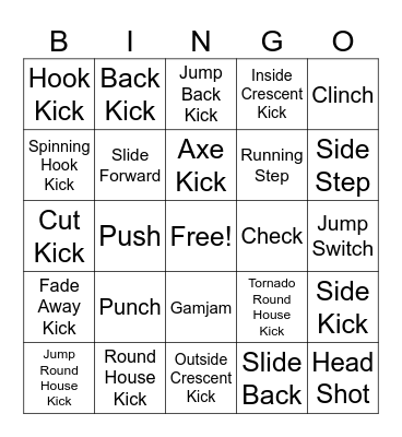 TKD Sparring Bingo Card