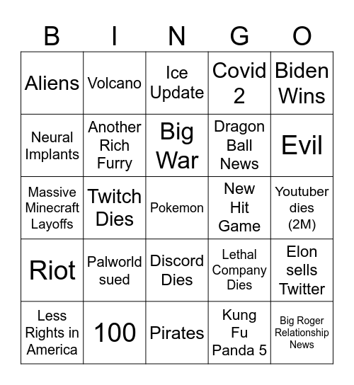 2024 Bingo Sheet Bingo Card