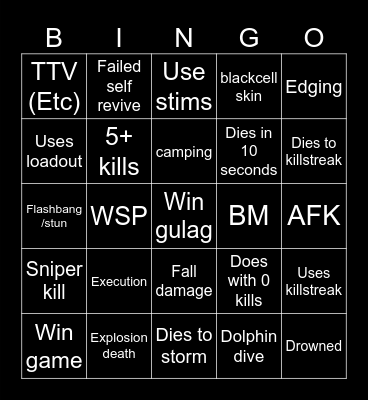 Warzone 2.0 bingo (Credits to: Big Puffer) Bingo Card