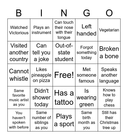 HUMAN BINGO Card