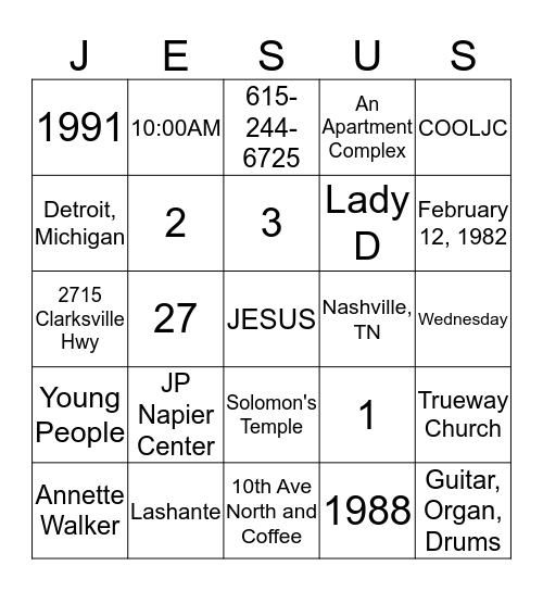 27th Year Anniversary Youth Banquet Bingo Card