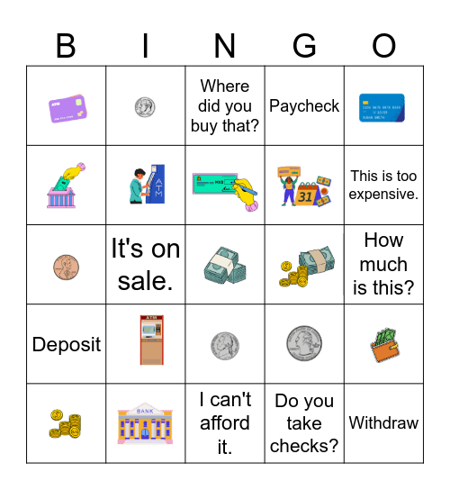 Money Bingo Card