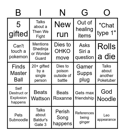 Patterrz Ironmon Mambo #5 Bingo Card