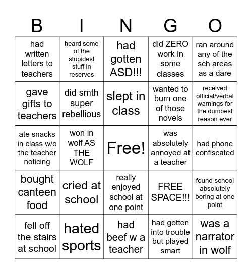 Untitled Bingo Card