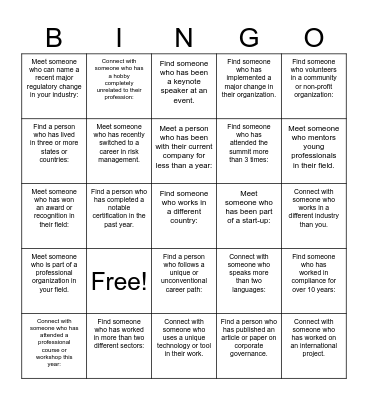 NABCRMP SUMMIT COMPLI-NGO Bingo Card
