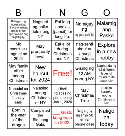 TW Catch Up Bingo Card