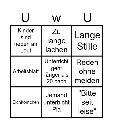 Schul Bingi Bingo Card