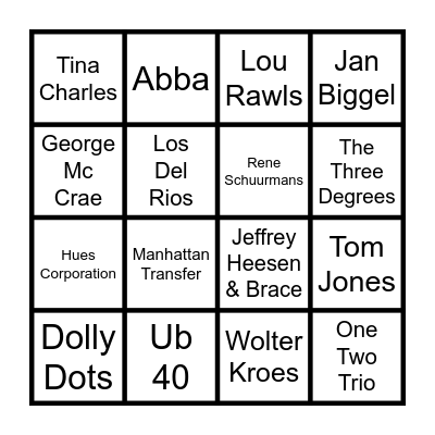 MuziekBingo Card
