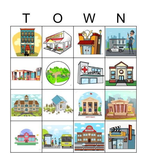 Places in Town Bingo Card