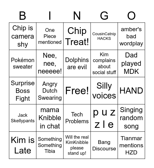 KimKnibbingo v2 Bingo Card