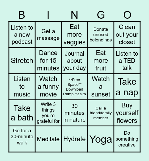 CMC Wellness Bingo! Bingo Card